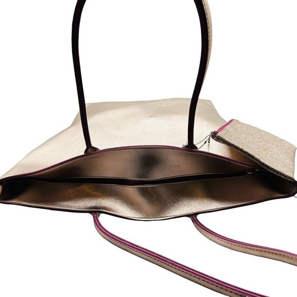 Bath & Body Works Metallic Pink Large Tote With Clutch Set - Picture 8 of 8